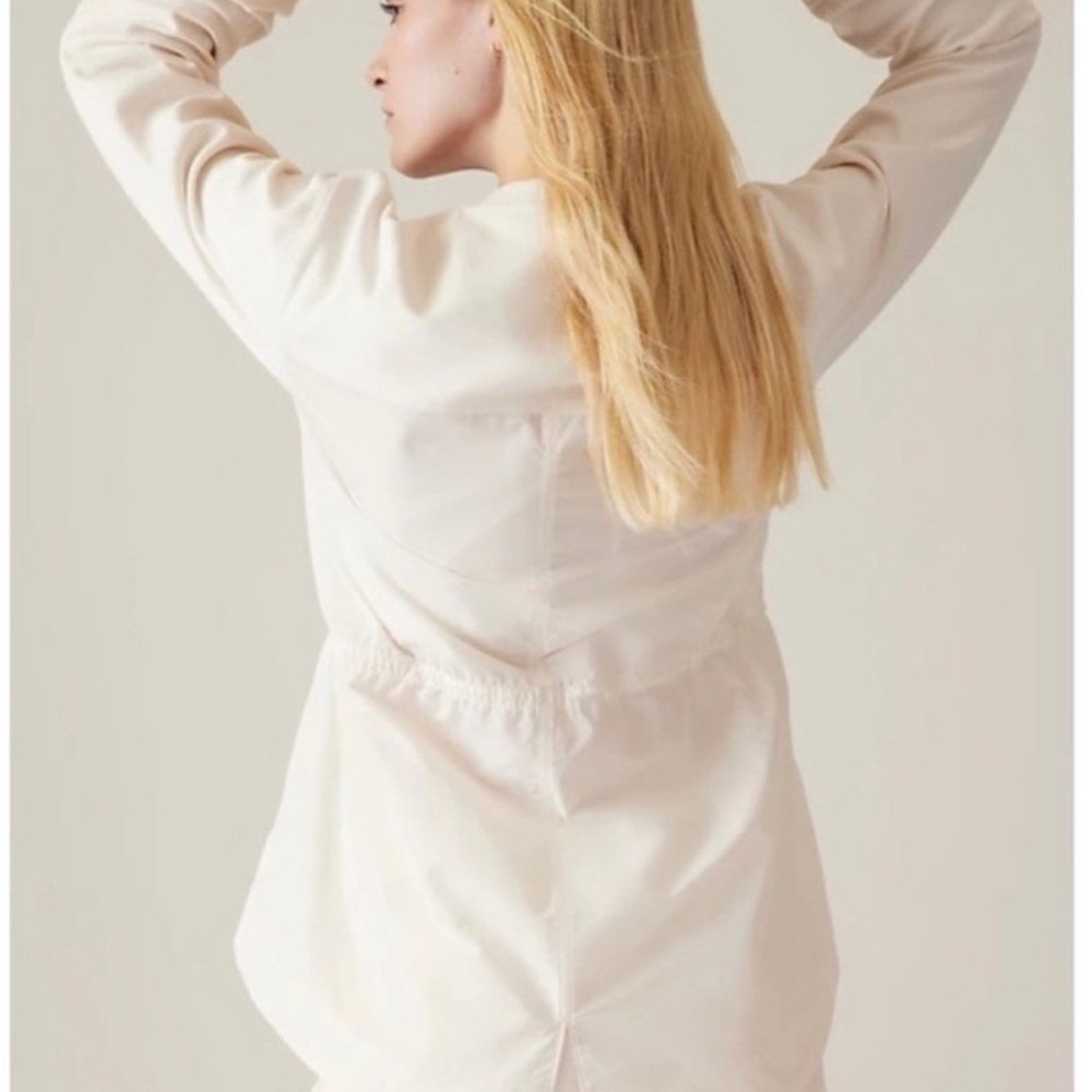 Athleta Triumph Hybrid Crewneck Sweatshirt Off White Large NWT Adjustable Waist - Picture 4 of 12